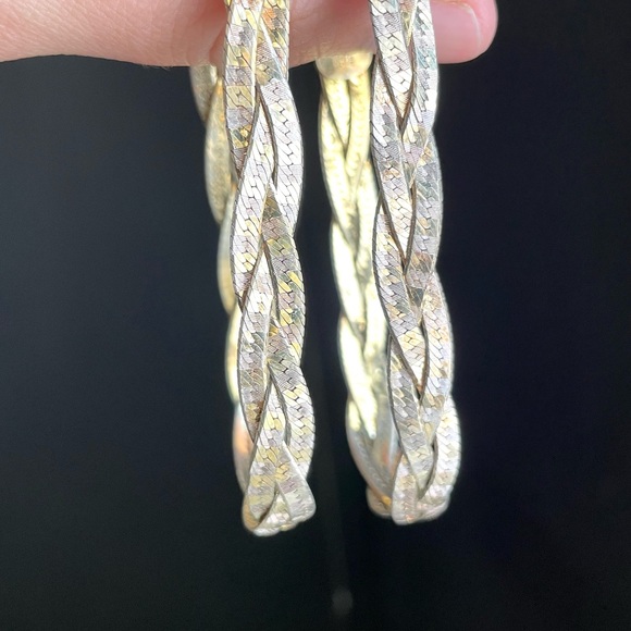 Milor 2 sterling silver & gold multi Braided Herringbone Bracelet set Italy - Picture 10 of 14